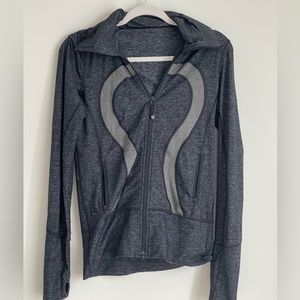 Lululemon heather grey logo zip up hoodie